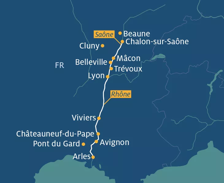 Routenplan Bijou du Rhône Lyon-Chalon-Lyon