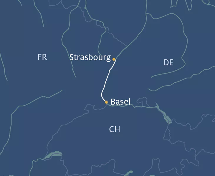 Routenplan Basel-Strasbourg-Basel