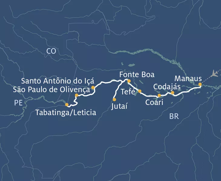 Routenplan Manaus-Tabatinga