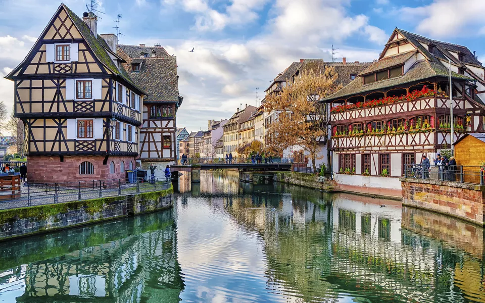 Traditional half-timbered houses on the canals district La Petit