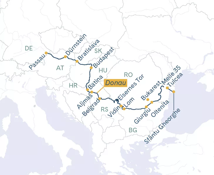 Routenplan Thurgau Prestige Tulcea-Passau