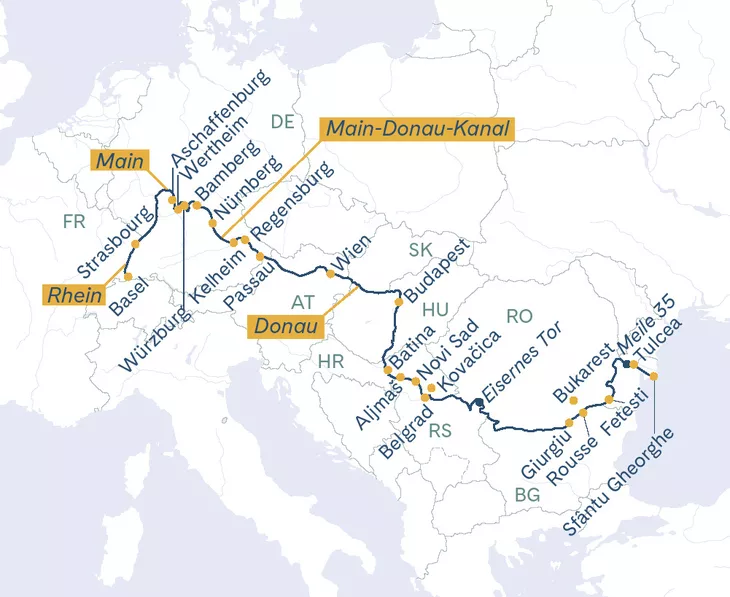 Routenplan Thurgau Prestige Basel-Tulcea