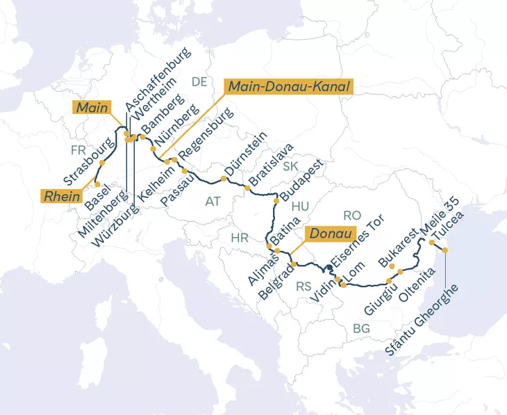 Routenplan Thurgau Prestige Tulcea-Basel