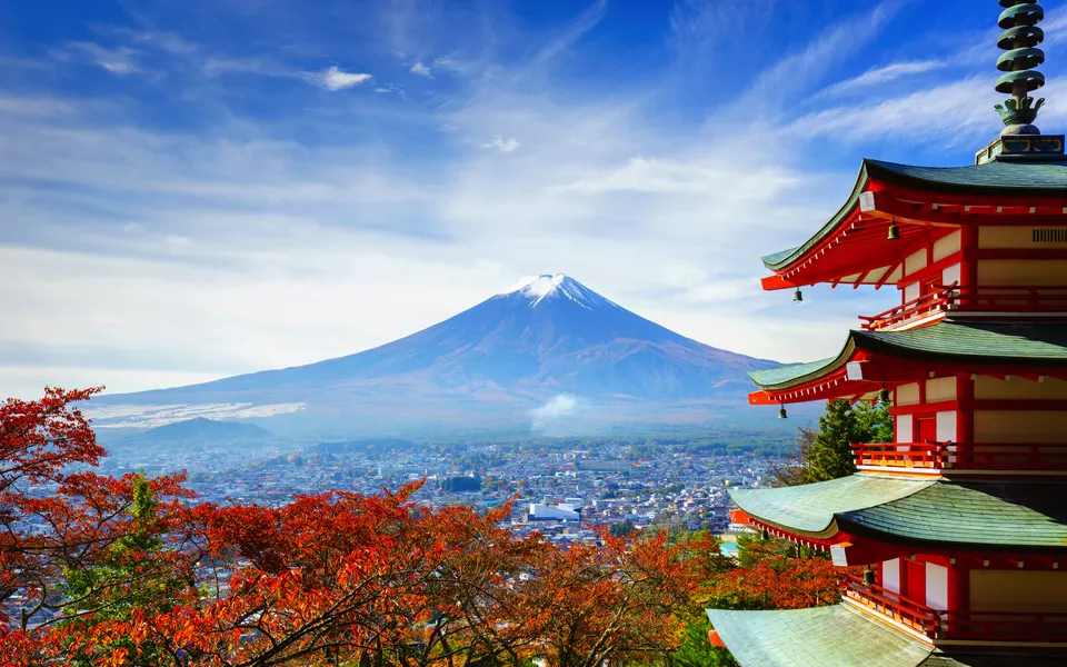 mit Blick auf den Mount Fuji