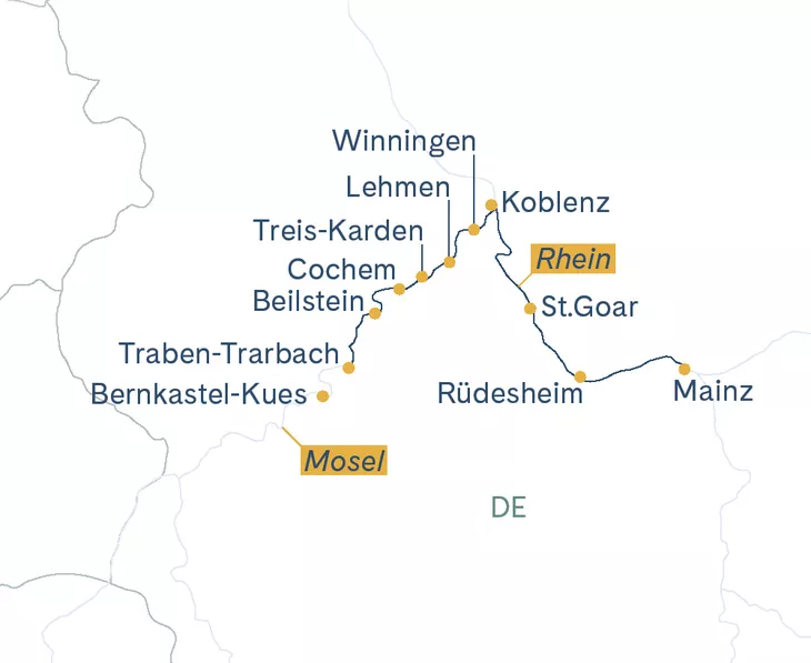 Routenplan Rhein und Mosel