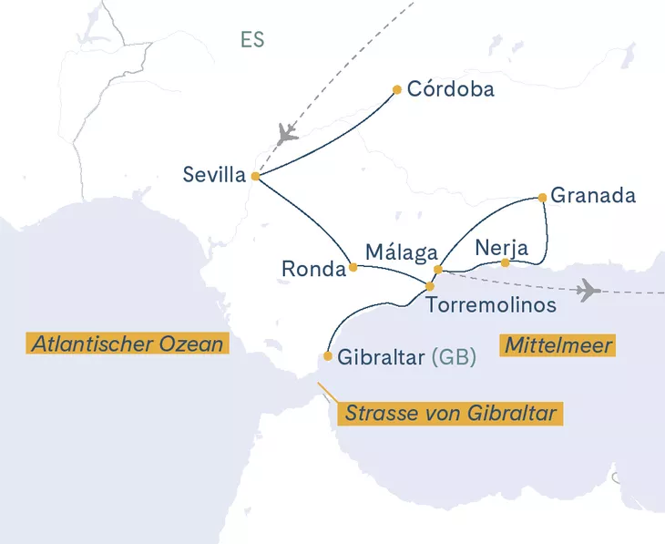 Routenplan Andalusienreise