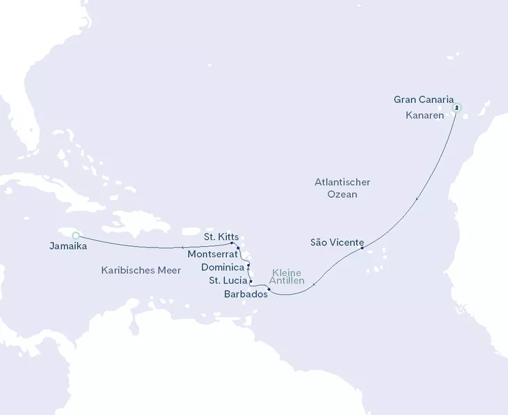 Routenplan Gran Canaria - Jamaika