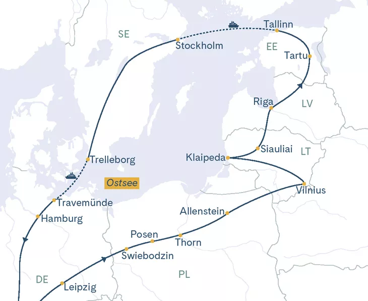 Routenplan Litauen - Lettland - Estland - Schweden