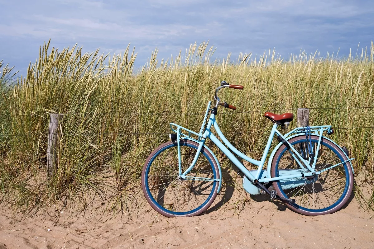 blaues Fahrrad abgestellt in den niederlndischen Dnen - © Bjrn Wylezich - Fotolia